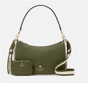New Kate Spade Emma Medium Shoulder Bag Pebble Leather Enchanted Green Multi